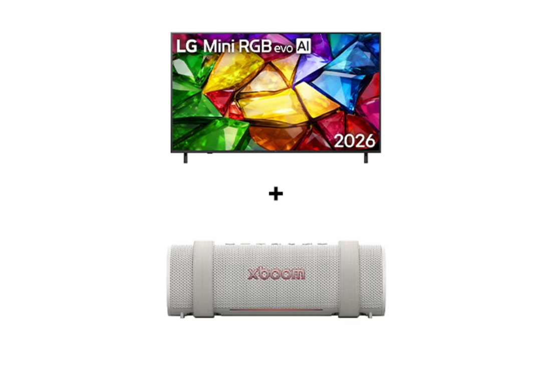 65 " LG Mini RGB evo AI MRGB85 4K Smart TV 2026 + LG xboom Grab by will.i.am | Parlantes Bluetooth | Sonido xboom con la máxima portabilidad